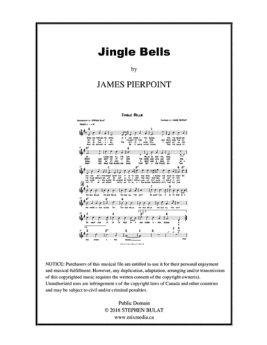 Jingle Bells - Lead sheet (melody, lyrics & chords) in key of G (arr. Stephen Bulat)