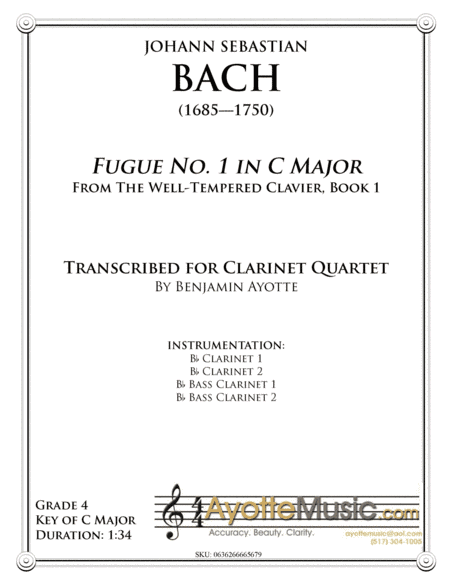 Fugue No. 1 in C Major for Clarinet Quartet (WTC 1) (arr. Benjamin Ayotte)