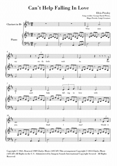 Can't Help Falling In Love (arr. Ahiva Editions)