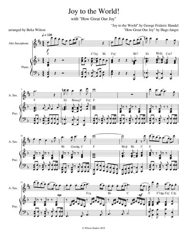 Joy to the World/How Great Our Joy--alto sax solo (arr. Beka Wilson)