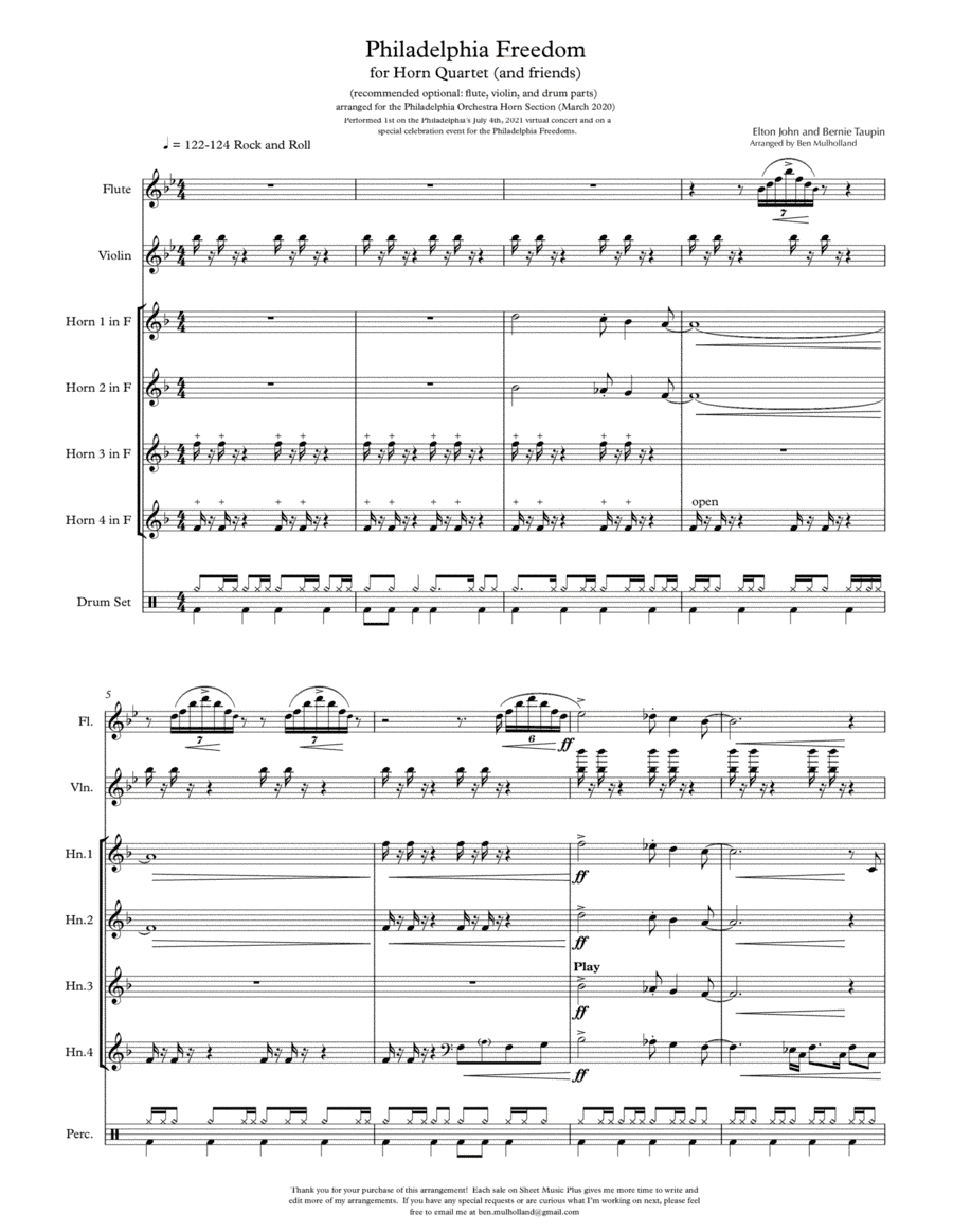 Philadelphia Freedom (arr. Ben Mulholland)