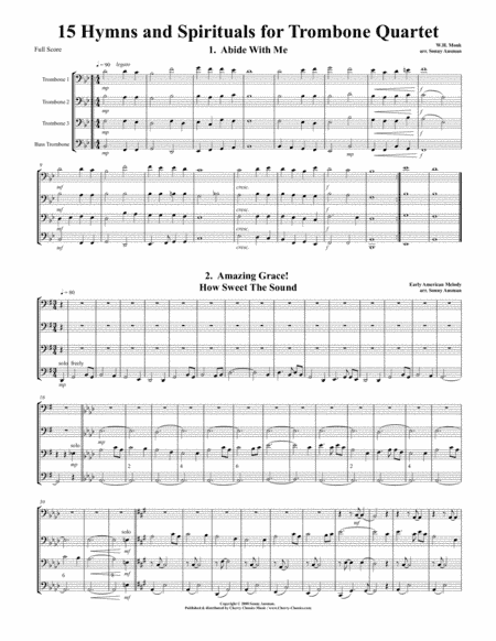 15 Hymns & Spirituals for Trombone Quartet-Bass clef edition (arr. Ausman, Sonny)