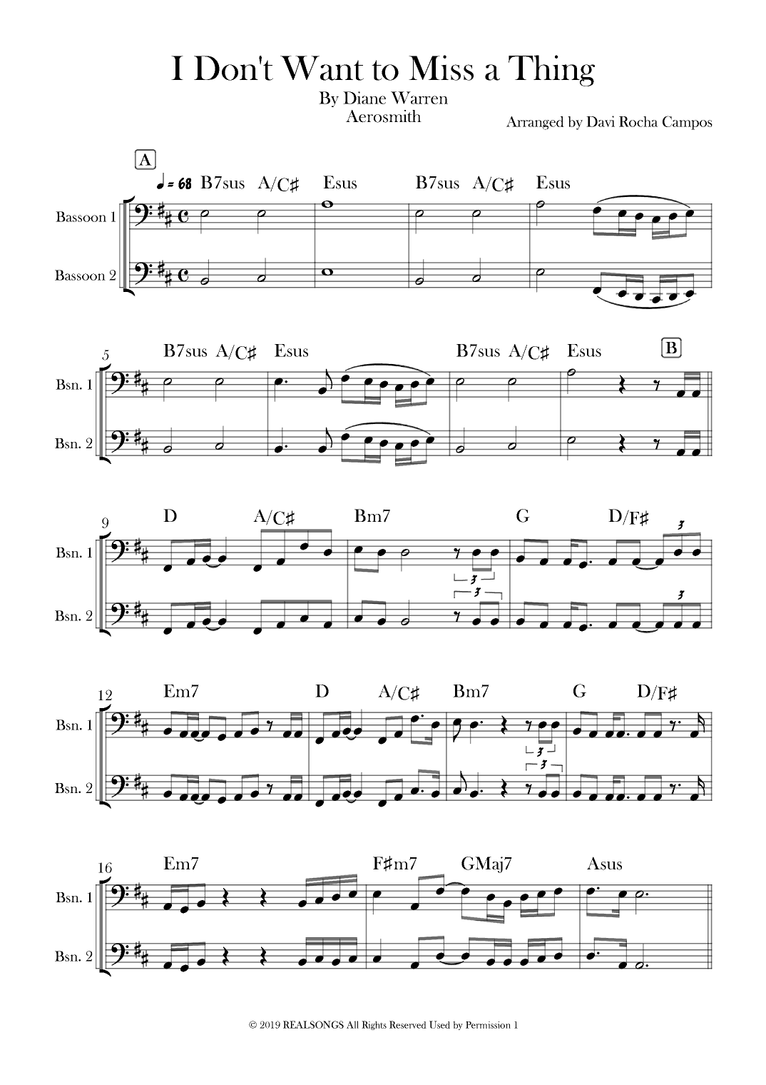I Don't Want To Miss A Thing (arr. Davi Rocha Campos)