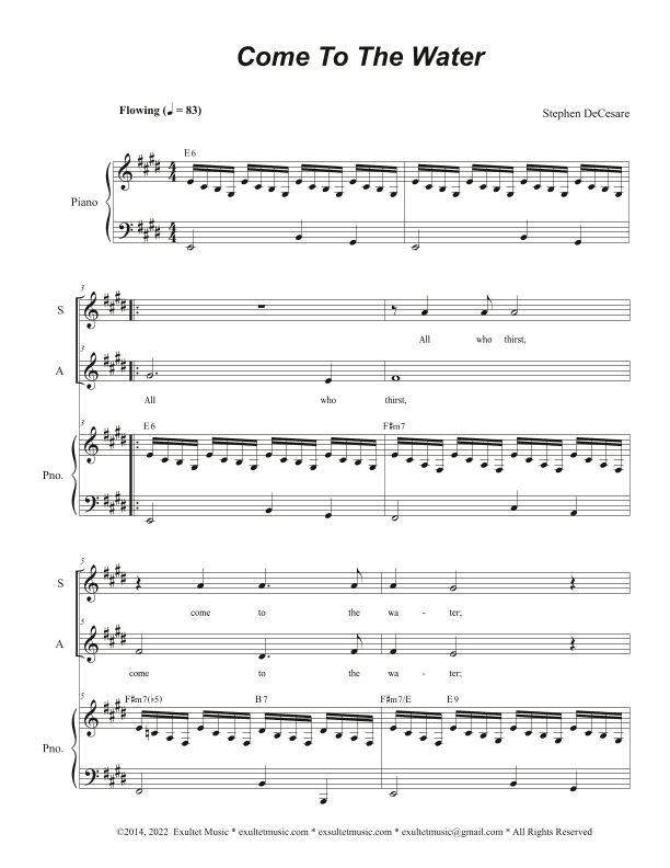Come To The Water (Duet for Soprano and Alto solo)