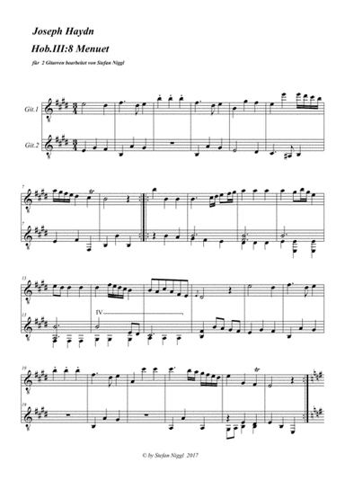 Menuet from String Quartet Hob.III:8  for Guitar Duet (arr. Stefan Niggl)