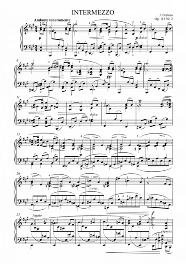 Brahms - Intermezzo Op. 118 No. 2 in A major (arr. Piano Master)
