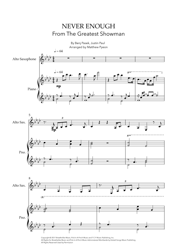 Never Enough (arr. Matthew pyeon)