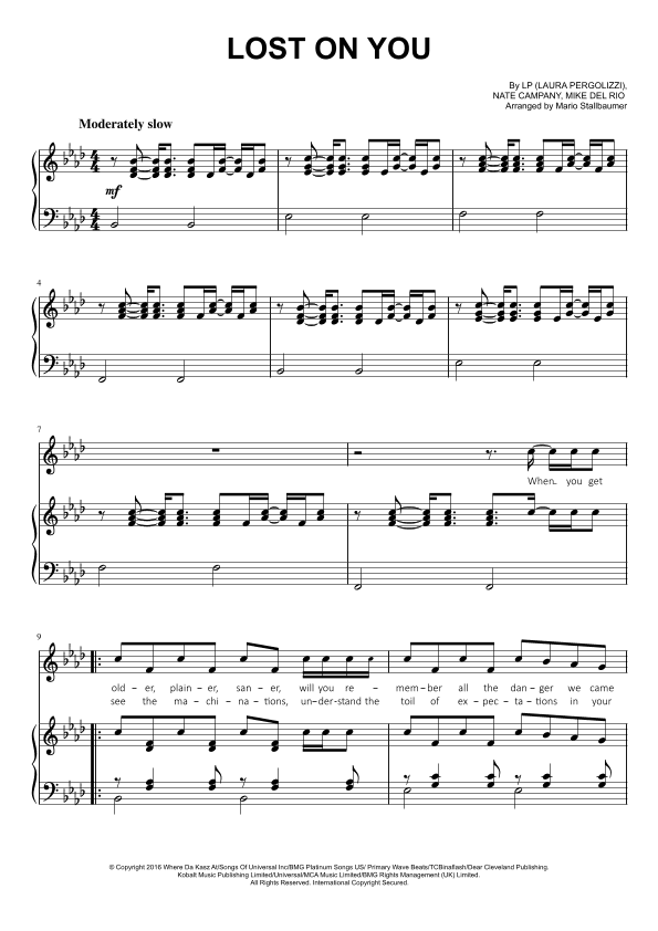 Lost On You (arr. Mario Stallbaumer)
