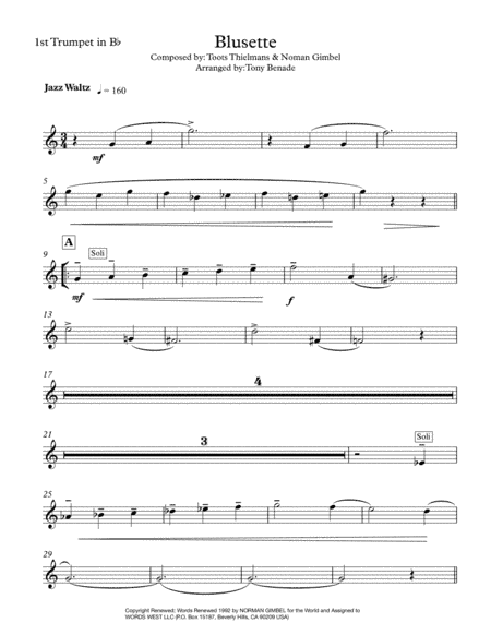 Bluesette (arr. Tony Benade)