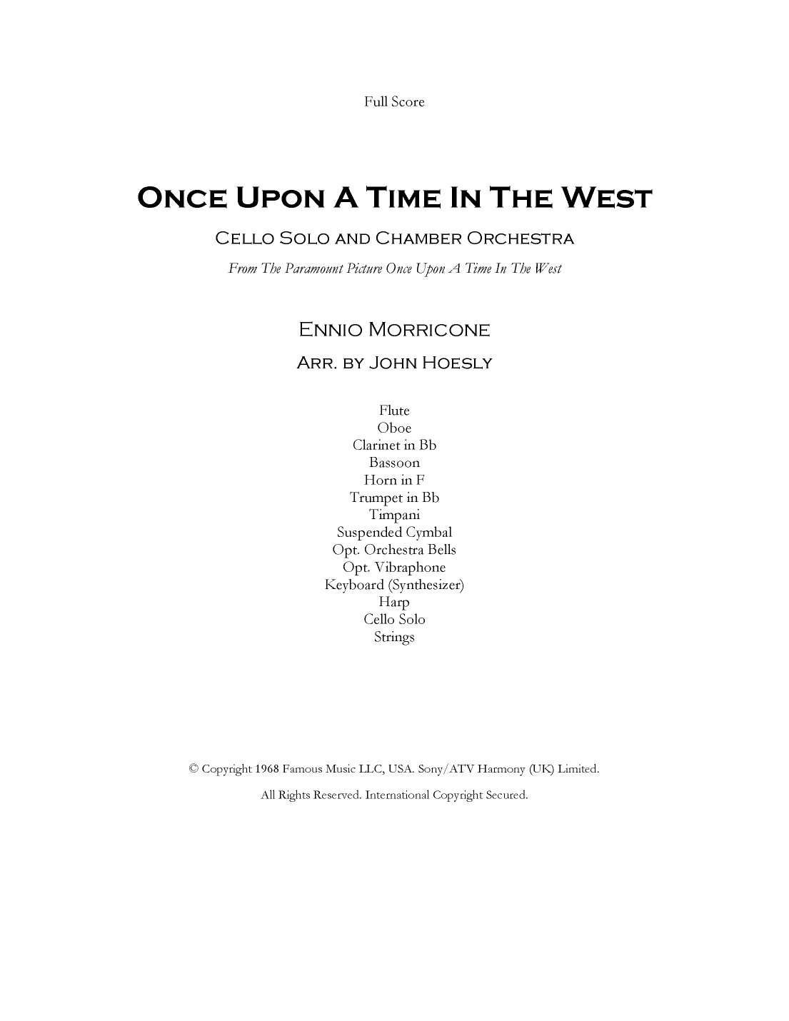 Once Upon A Time In The West (arr. John Hoesly)