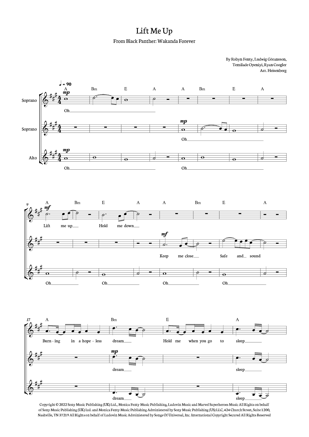 Lift Me Up (arr. Heisenberg)