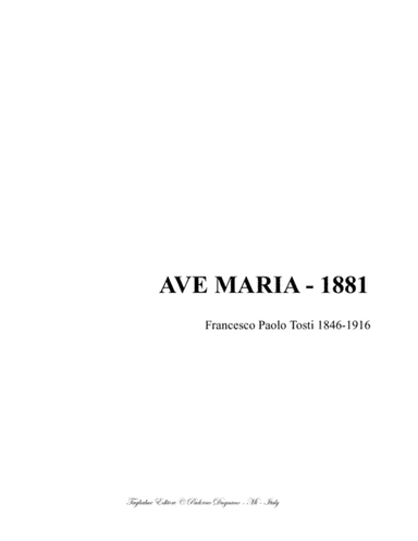 AVE MARIA - 1881 - F.P Tosti - For Soprano and piano (arr. Renato Tagliabue)