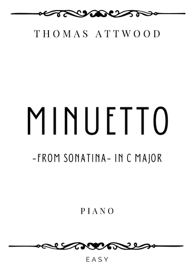 Attwood - Minuetto (from Sonatina) in C Major - Easy (arr. Piacere Music Sheets)