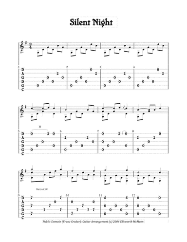 Silent Night (For Fingerstyle Guitar Tuned CGDGAD) (arr. Ellsworth McMeen)