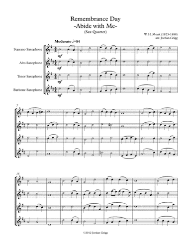 Remembrance Day 'Abide with Me' (Sax Quartet) (arr. Jordan Grigg)