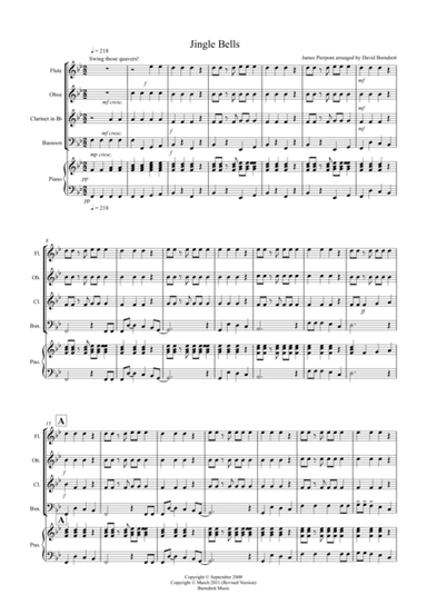 Jingle Bells (Jazzy Style!) for Wind Quartet (arr. David Burndrett)