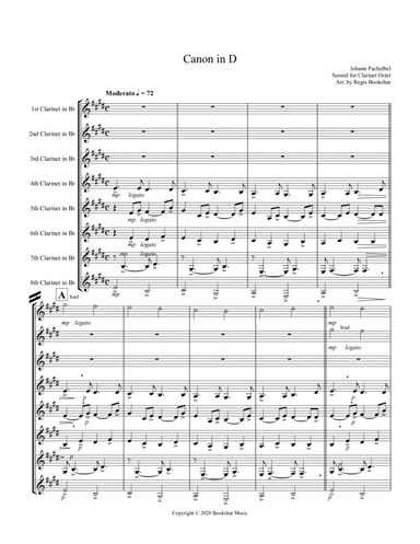 Canon in D (Pachelbel) (D) (Clarinet Octet) (arr. Regis Bookshat)