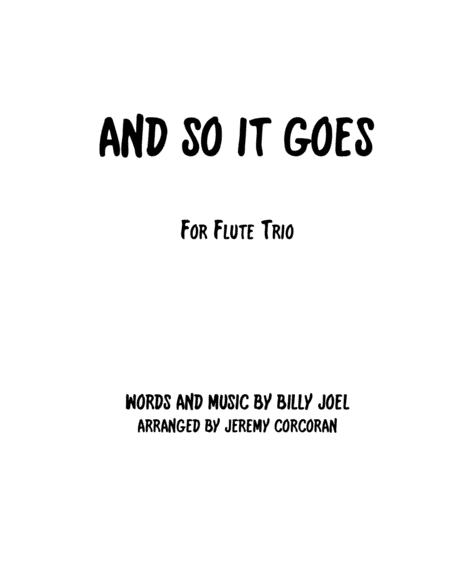 And So It Goes (arr. Jeremy Corcoran)