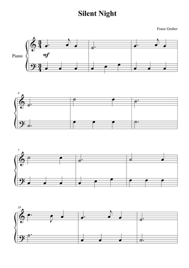 Silent Night for piano solo (arr. Passoni Music)