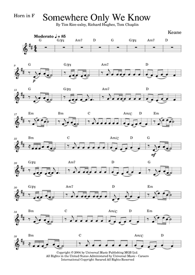 Somewhere Only We Know (arr. Golden Skull Editions)