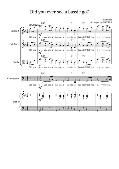 Did you ever see Lassie go? -Strings Quartet + Piano Accompaniment (arr. G.D.V.S.L.J)