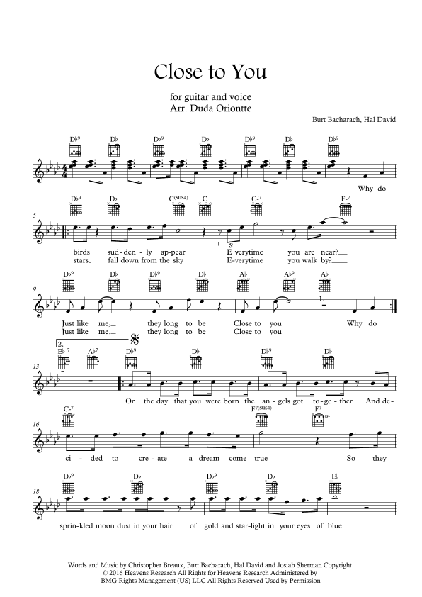 Close To You (arr. Duda Oriontte)