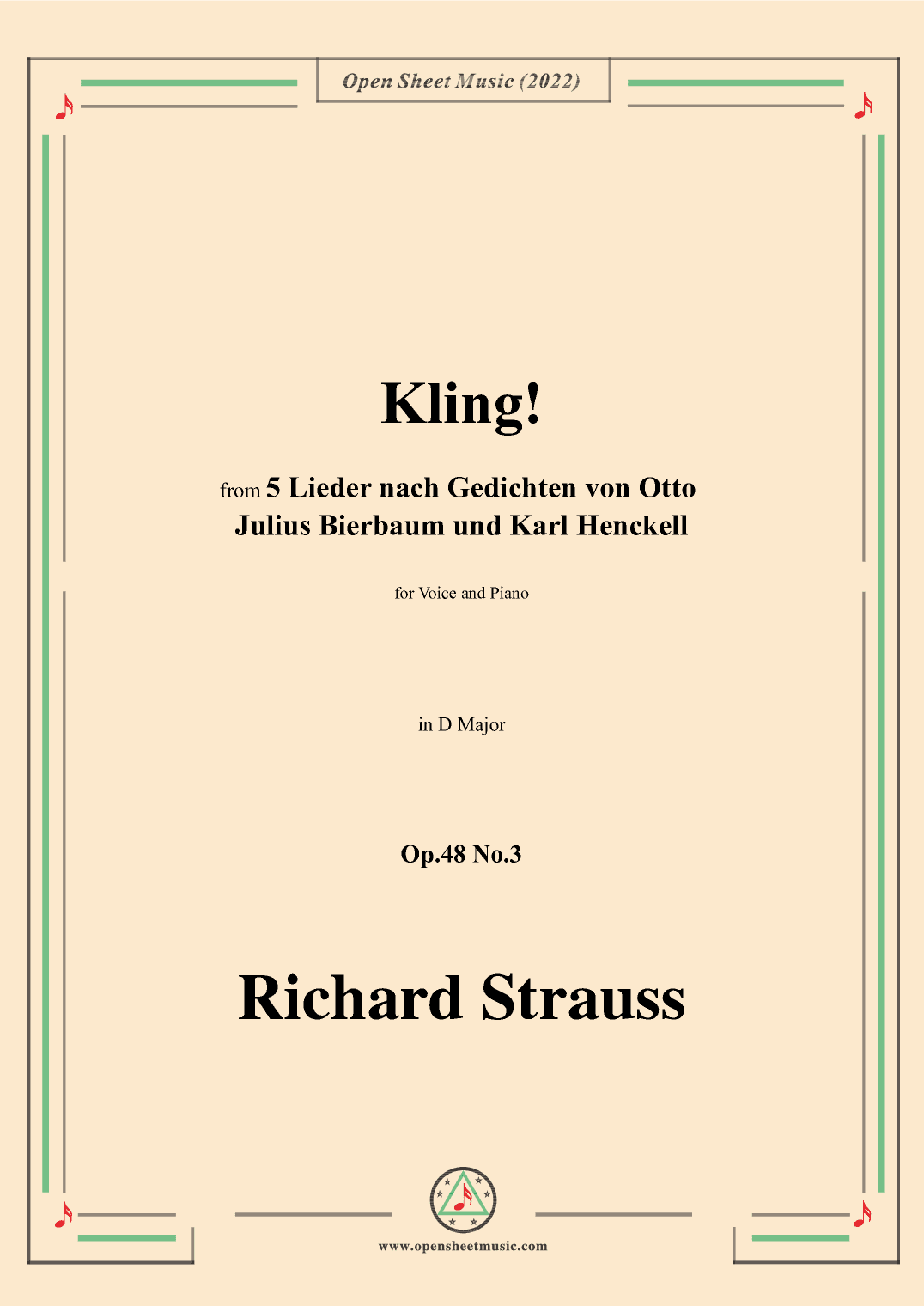 Richard Strauss-Kling!in D Major,Op.48 No.3 (arr. OSM Press)