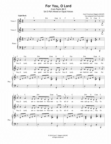 For You, O Lord (from Psalm 86) SA