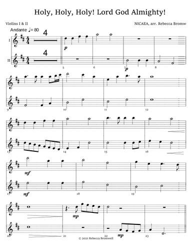 "Holy, Holy, Holy, Lord God Almighty!" - Score Only (arr. Rebecca Bromwell)