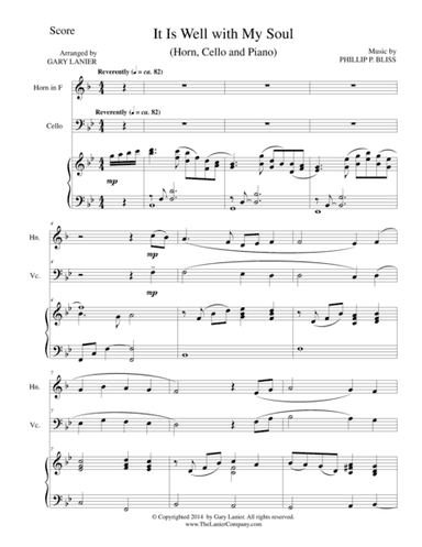 IT IS WELL WITH MY SOUL (Trio - French Horn, Cello, Piano with Score and Parts) (arr. Gary Lanier)