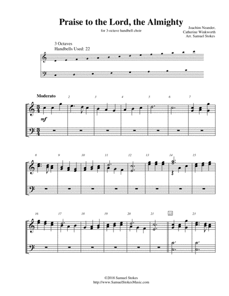 Praise to the Lord, the Almighty - for 3-octave handbell choir (arr. Samuel Stokes)