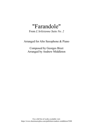 Farandole arranged for Alto Saxophone and Piano (arr. Andrew Middleton)