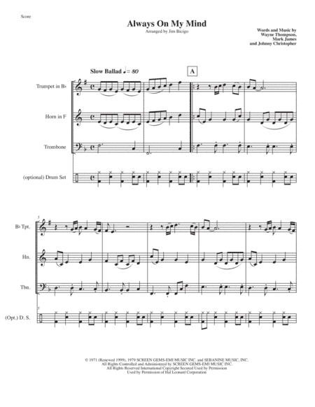 Always On My Mind (arr. Jim Bicigo)