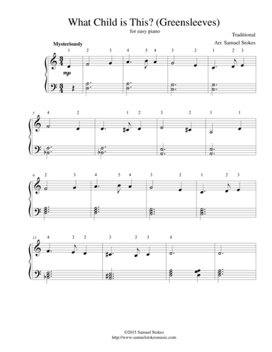 What Child is This? (Greensleeves) - for easy piano (arr. Samuel Stokes)