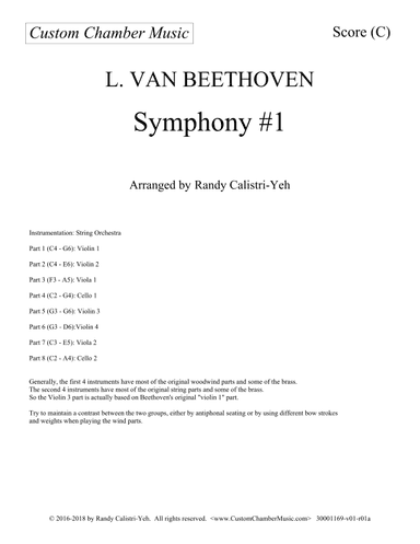 Beethoven Symphony No. 1, complete (string orchestra) (arr. Randy Calistri-Yeh)