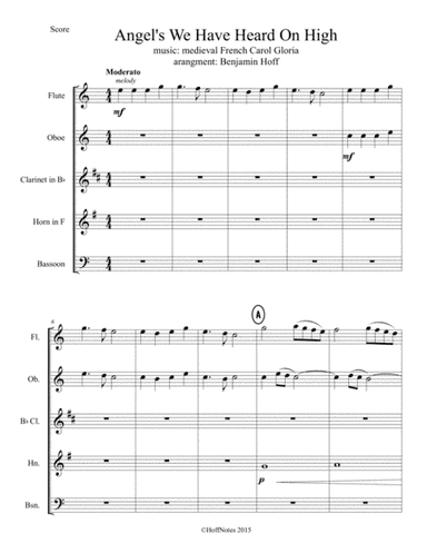 Angels We Have Heard on High for Wind Quintet (arr. Benjamin Hoff)