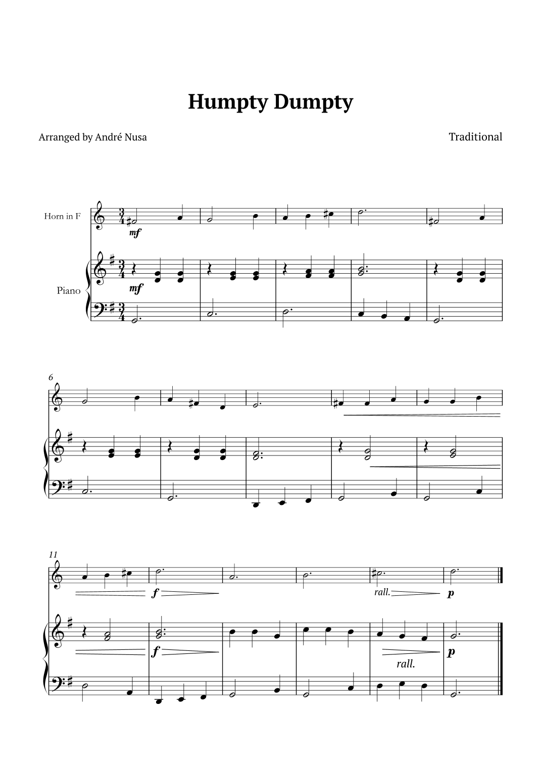 Humpty Dumpty (arr. André Nusa)