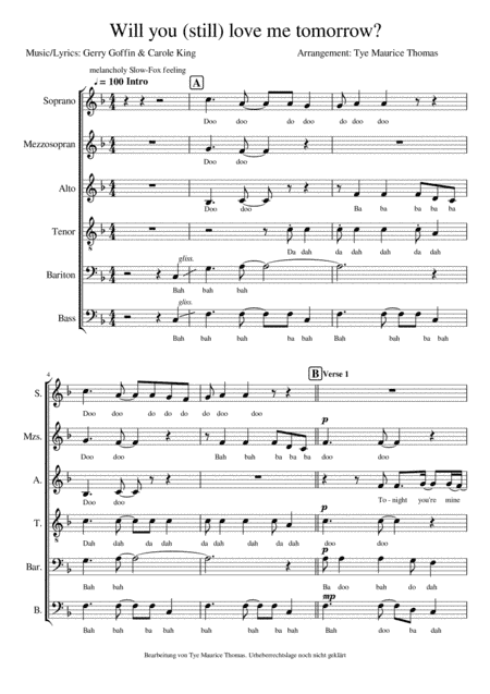 Will You Love Me Tomorrow (will You Still Love Me Tomorrow) (arr. Tye Maurice Thomas)