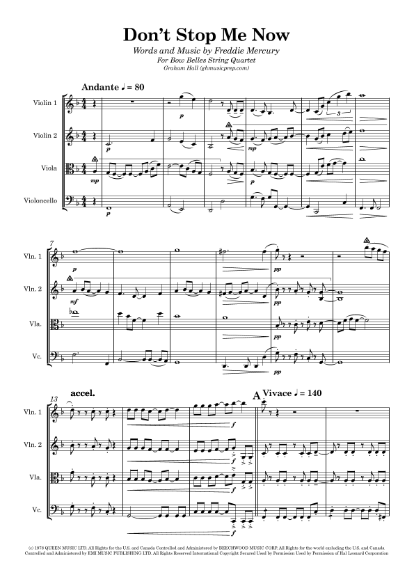 Don't Stop Me Now (arr. Graham Hall (ghmusicprep.com))