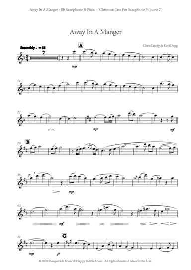 Away In A Manger - Bb Saxophone and Piano (smooshy jazz ballad) by Chris Lawry and Keri Degg. Includ