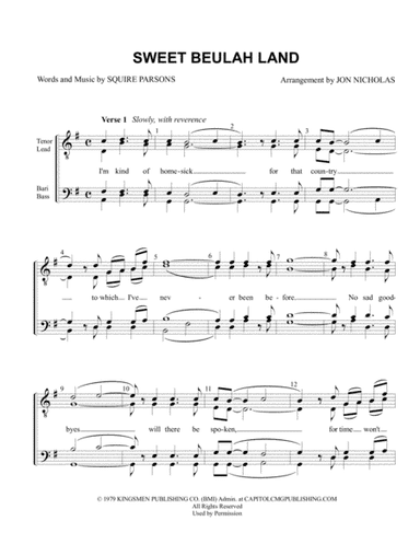 Sweet Beulah Land (arr. Jon Nicholas)