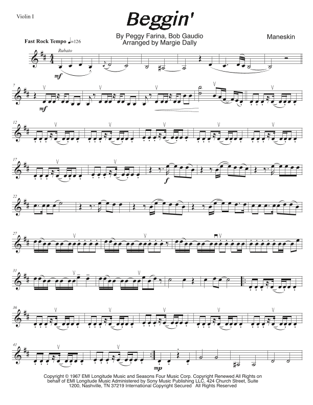 Beggin' (arr. Margie Dally)