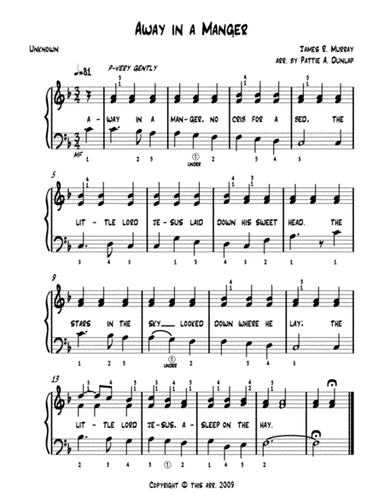 Away in a Manger, L.H. melody (arr. Pattie A. Dunlap)