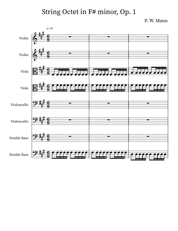 String Octet in F# minor, Op. 1 - Score Only
