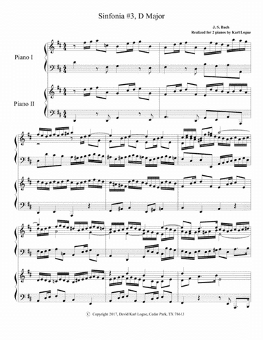 Sinfonia #3 (BWV 789) (arr. Karl Logue)