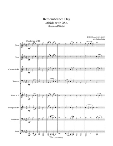 Remembrance Day 'Abide with Me' (Brass and Winds) (arr. Jordan Grigg)