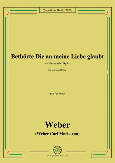 Weber-Bethorte Die an meine Liebe glaubt,in A flat Major (arr. MSM)