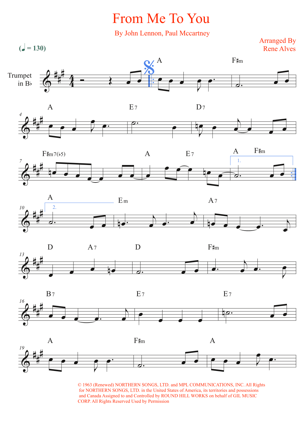 From Me To You (arr. Rene Alves)