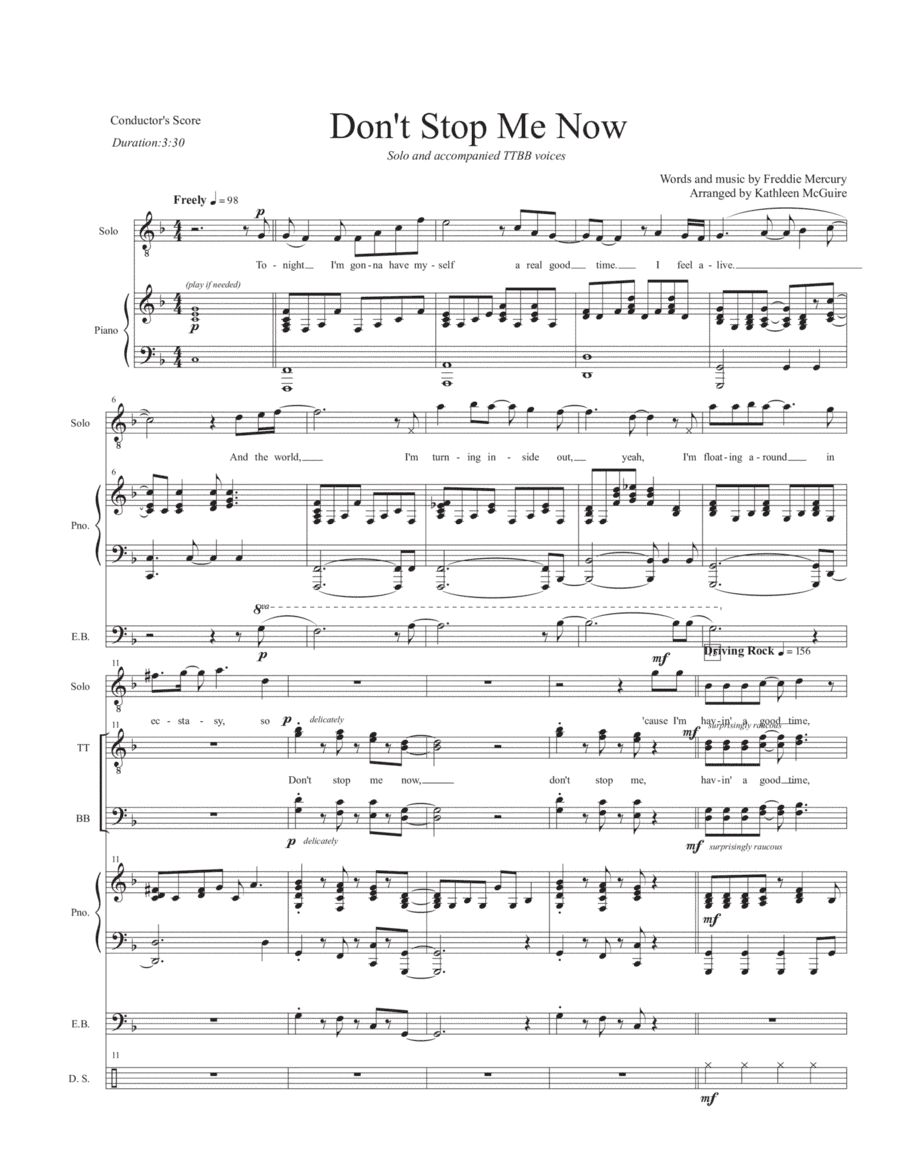 Don't Stop Me Now (arr. Kathleen McGuire)