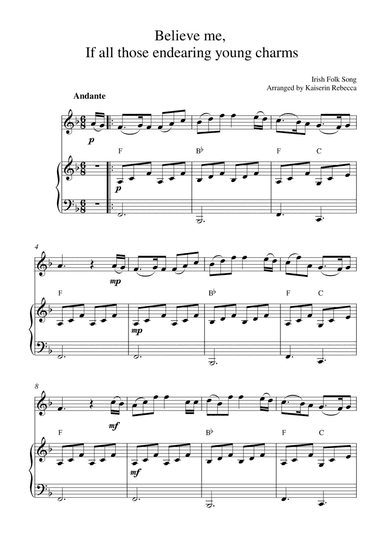 Believe me, If all those endearing young charms (for oboe solo and piano accompaniment) (arr. Kaiserin Rebecca)